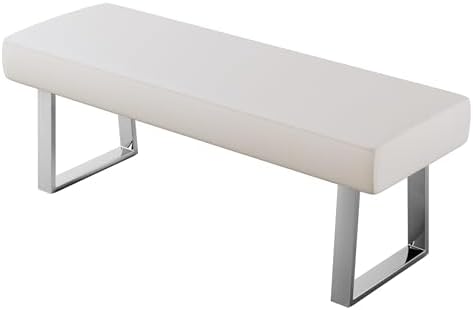 JIEXI 45.3" Upholstered PU Leather Bedroom Bench Footstool with Metal Legs