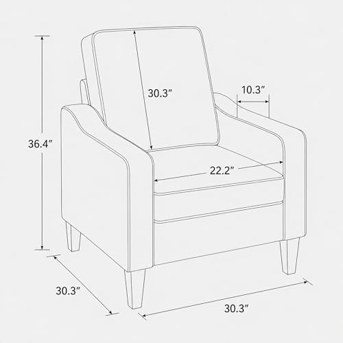 Accent Chair for Living Room, Modern Reading Chair for Bedroom, Light Grey