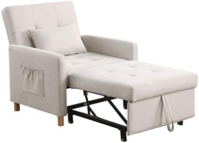 3 in 1 Convertible Sleeper Chair, Pull-Out Sofa Bed with Adjustable Backrest,...