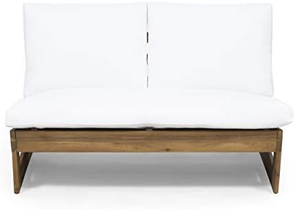 Great Deal Furniture Kaitlyn Outdoor Acacia Wood Loveseat with Cushions, Teak...