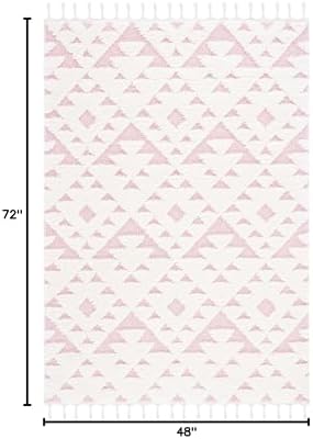 SAFAVIEH Area Rug 4x6 - Moroccan Tassel Shag Collection - Ivory & Pink, N...