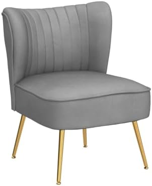 DUOMAY Modern Accent Chair Set of 2 Velvet Slipper Chair with Gold Legs Wingb...