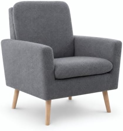 Naomi Home Frida Teddy Fleece Accent Chair, Mid-Century Modern Inspired Armch...