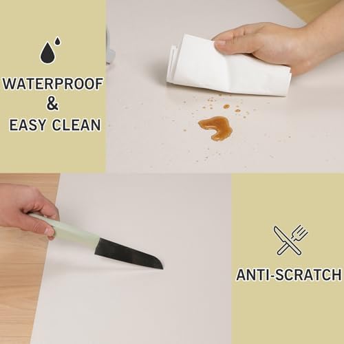 Beige Vinyl Floor Mat for Home, 3'×5' Waterproof Area Mat for Lving Room