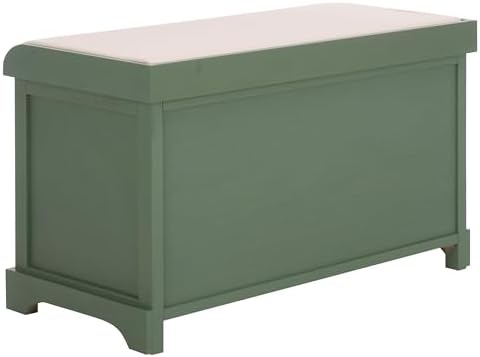 SAFAVIEH Furniture - Freddy 2-Basket Storage Bench - Dusty Green - Solid Wood...