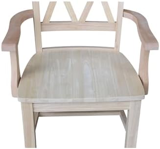 IC International Concepts Solid Wood Double X-Back Arm Chair, Unfinished
