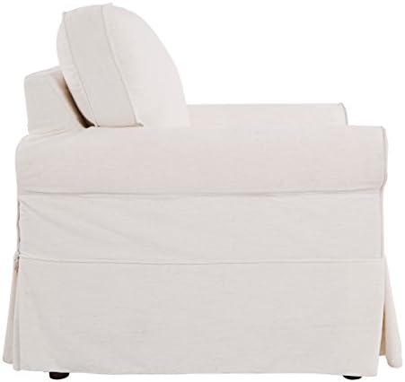 OSP Home Furnishings Ashton Rolled Arm Chair with Slipcover, White
