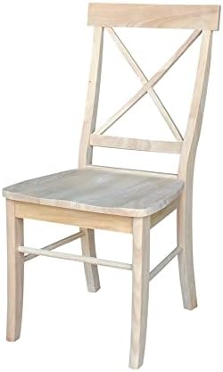 IC International Concepts Set of 2 X-Back Solid Wood Chairs, Unfinished