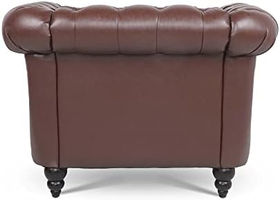 LEVNARY Leather Chesterfield Chair, Mid-Century Modern Single Sofa Chair, Tuf...