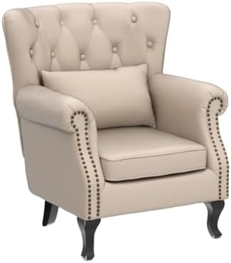 Mid Century Modern Accent Chair Upholstered Armchair Comfy Linen Fabric Singl...