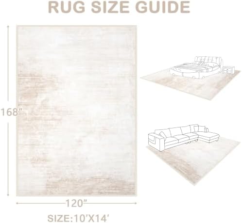 Area Rugs 10x14 Living Room: Washable Rug Modern Abstract Large Rugs Soft Non...