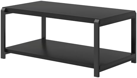 EXCEFUR Black Coffee Table, Modern Rustic Wood Center Table for Living Room, ...