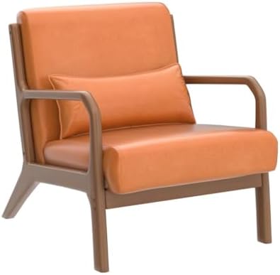 Glitzhome 30" H Mid Century Yellowish Brown Accent Armchair, Single Read...