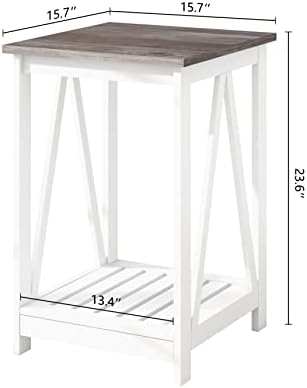 Farmhouse Coffee Table and End Table Set, Oak Grey Wooden Living Room Furnitu...