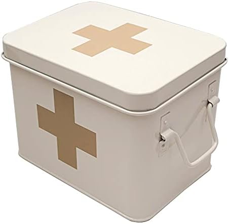 Lassos Boutique Retro Enameled First Aid Box for Medicine Storage and Home De...