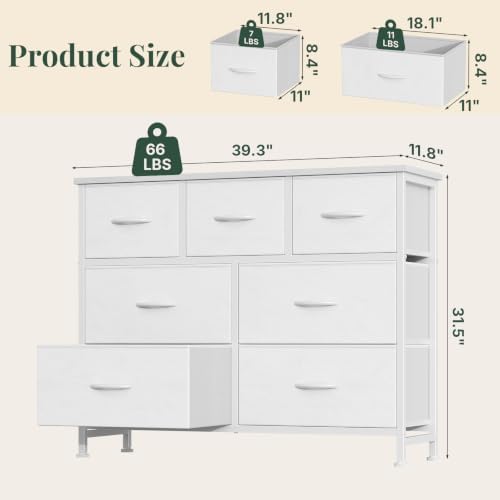 Fabric Dresser for Bedroom with 7 Drawers, Chest of Drawers