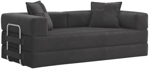 GRUSIGN 78" 5-in-1 Convertible Futon Sofa Bed, Boneless Corduroy, Gray