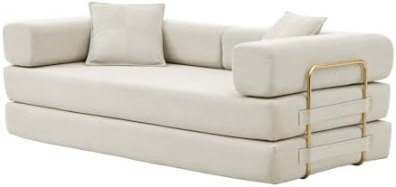 4-in-1 Folding Convertible Sofa Bed, 78 Inch Boneless Couch with Fixed-Shape ...