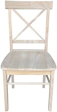 IC International Concepts Set of 2 X-Back Solid Wood Chairs, Unfinished