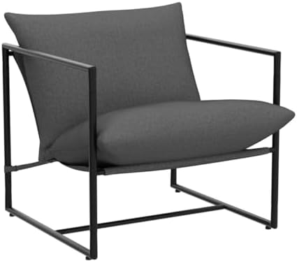 Zinus Aidan Sling Accent Chair, Metal Framed Armchair with Shredded Foam Cush...
