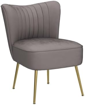 KCC Modern Velvet Accent Chair Set of 2,Side Chair for Bedroom,Light Gray