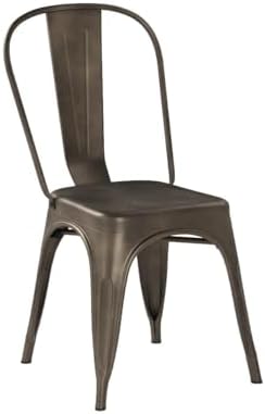 Yaheetech Metal Chairs Set of 4, Stackable Dining Chairs with Backs, Metal