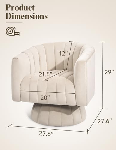 Kromax Swivel Accent Chair, Modern 360 Degree Swivel Barrel Chair, Beige