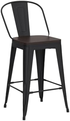Aklaus Metal Bar Stools Set of 4,24 inch Barstools Counter Height BarStools w...