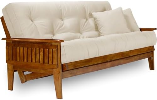 Eastridge Futon Set - Full Size, Frame, 8" Mattress, Twill Ivory Cover