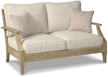 Signature Design by Ashley Clare View Outdoor Loveseat with Cushion, Beige
