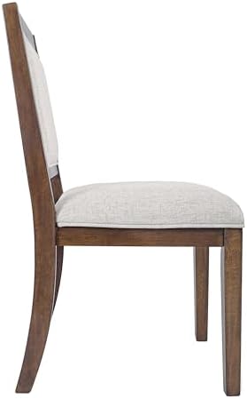HomePop Open Back Upholstered Wood Frame Dining Chairs -Neutral Textured Soli...