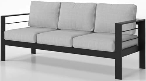 Kiss the Water 3 Seats Aluminum Outdoor Patio Sofa Set, All Weather Rust-Proo...
