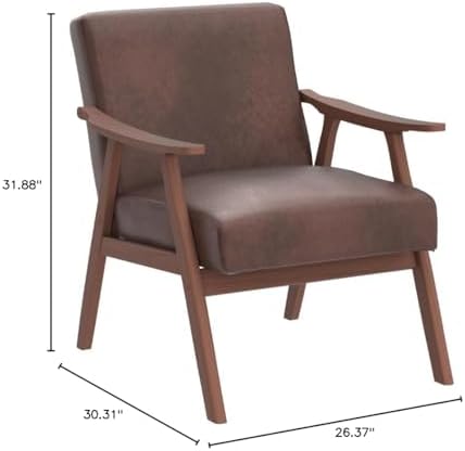 Container Furniture Direct Accent Chair with Microfiber Upholstery and Solid ...