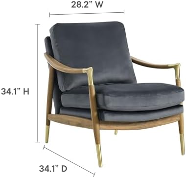 Modway Langford Stain-Resistant Performance Velvet Armchair – Mid Century Mod...