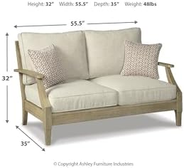Signature Design by Ashley Clare View Outdoor Loveseat with Cushion, Beige