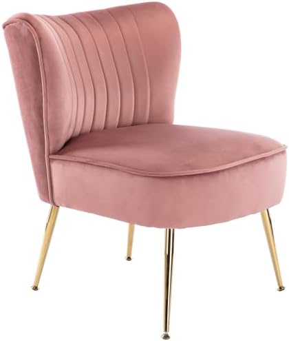 Velvet Accent Chairs Set of 2 Comfy Living Room Chair Armless Slipper Chair M...