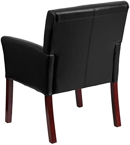 Flash Furniture LeatherSoft Reception Chair, Black/Mahogany