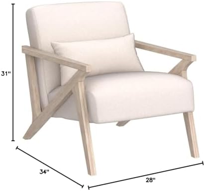 INZOY Mid Century Modern Chair with Wood Frame, Upholstered Armchair with Wai...