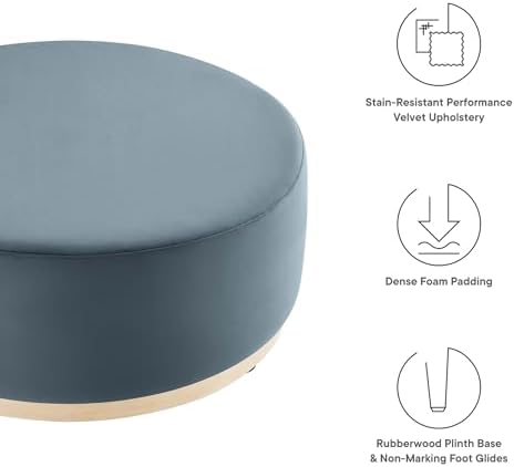 Modway Large 38" Round Performance Velvet Upholstered Upholstered Ottoman