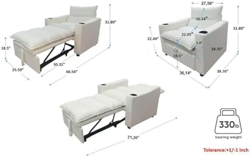 Eafurn 3-in-1 Convertible Sleeper Chair Bed Recliner Daybed w/Adjustable Back...
