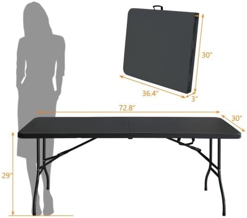 Folding Table 6FT 300LBS โ Portable Waterproof Plastic Table with Handle