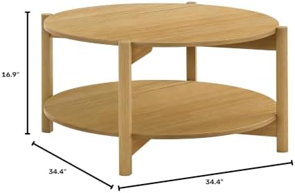 Furniture of America Hoska Modern 34.4-inch Round Coffee Table, Natural