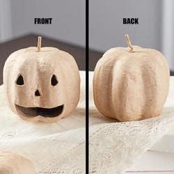 24 Paper Mache Jack‑O’-Lantern Pumpkins – Carved Face Halloween Pumpkins