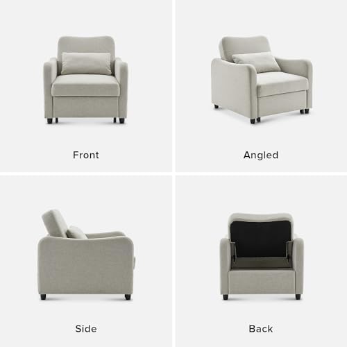 mopio Sophie Sleeper Chair, Sofa Bed, Accent Chair (Light Gray Fabric)