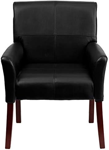 Flash Furniture LeatherSoft Reception Chair, Black/Mahogany