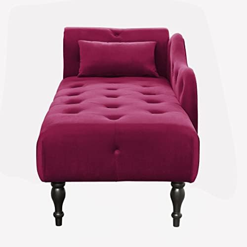 Polibi 60.6" Velvet Chaise Lounge Chair with 1 Pillow and Nailhead Trimm...