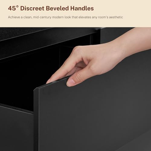 TEENFON 63" Dresser for Bedroom with 9 Drawers, Black Dresser with Metal...