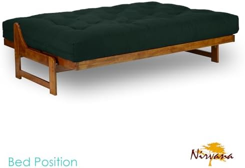 Arden Futon Set - Queen Size, Frame, 8" Mattress, Twill Hunter Green Cover