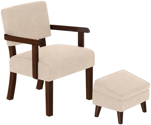 FAGAGA Accent Chairs with Adjustable Ottoman, Comfy Arm Footrest Set, Storage...