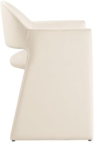 Modway Talia Performance Velvet Dining Armchair in Alabaster - Modern Curved ...